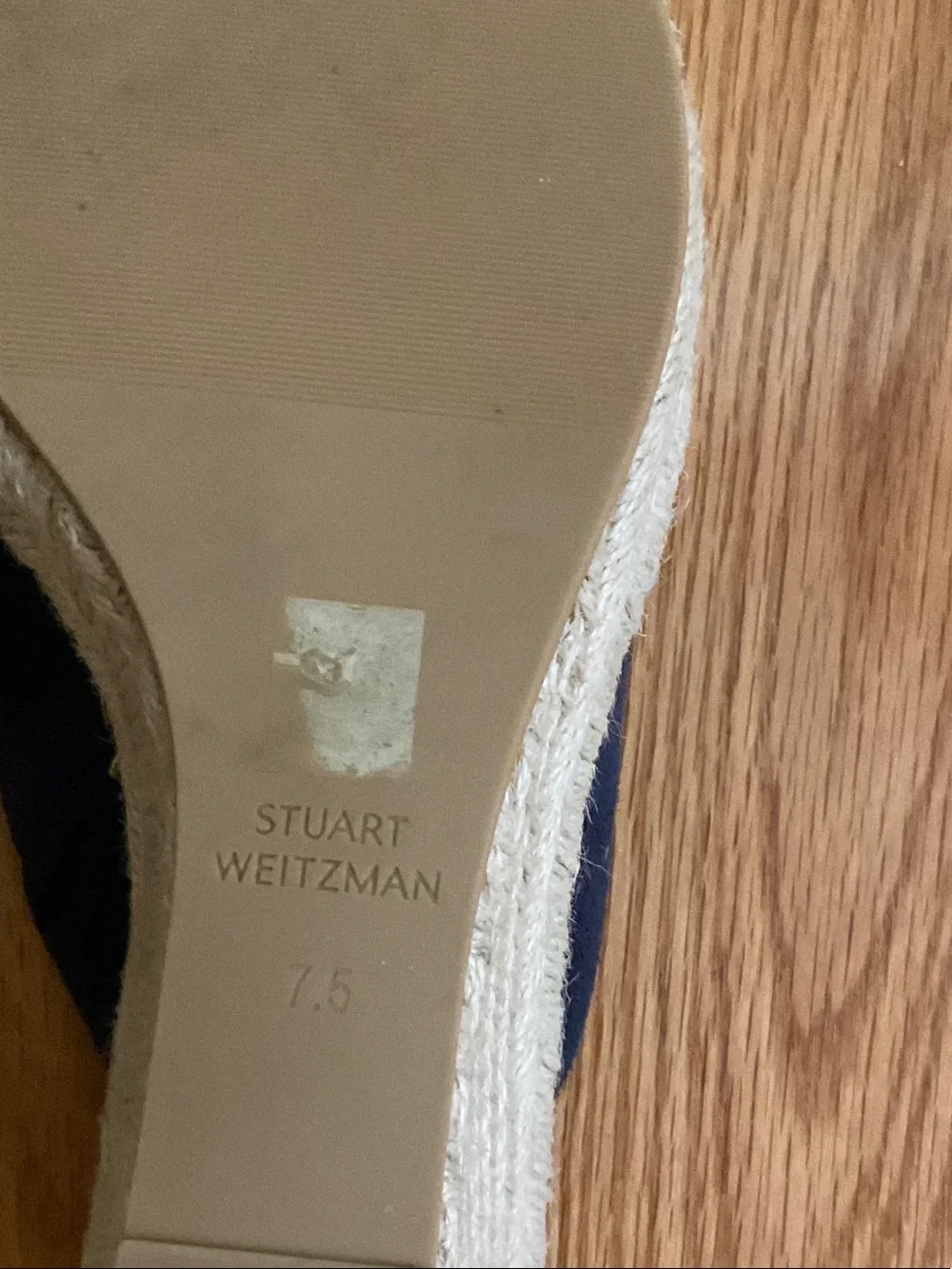 Stuart Weitzman Navy Suede Open-Toe Espadrille Mules